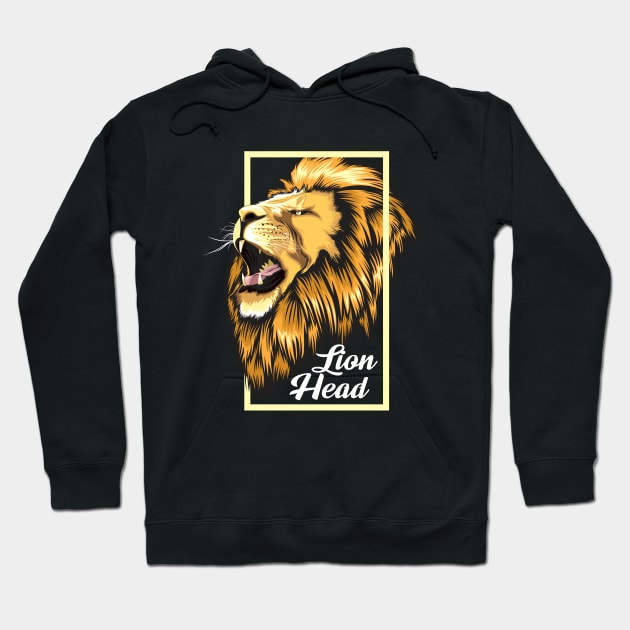 lion head hand drawn Hoodie by Mako Design 